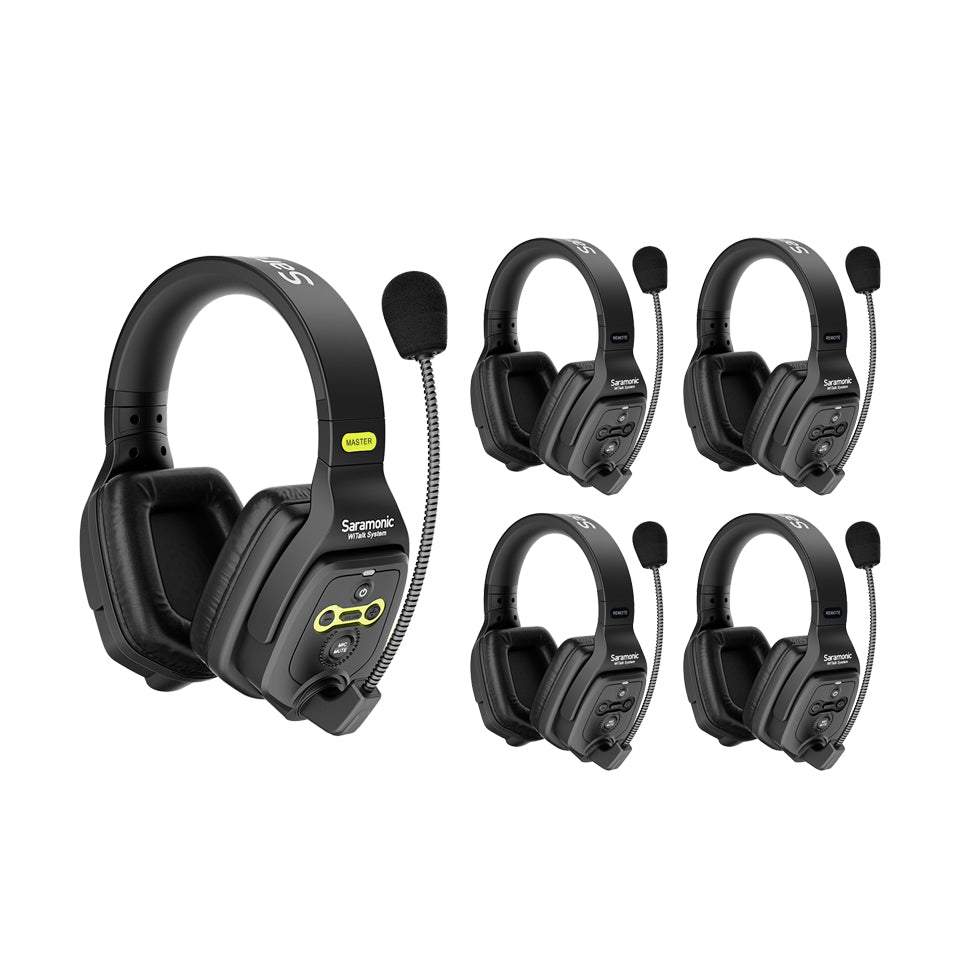 WiTalk-WT5D 5-Person Full-Duplex 1.9GHz Wireless Dual-Ear Headset Intercom System with Hard Case