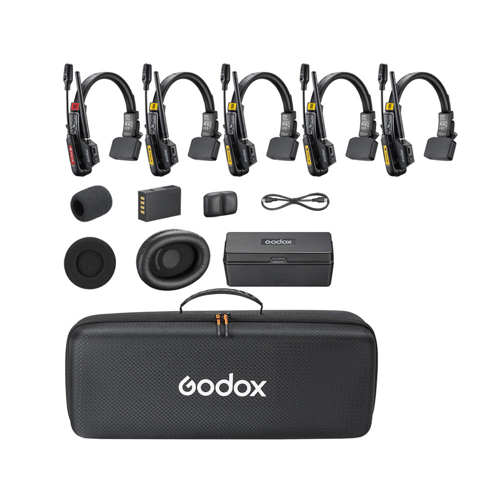 Интерком с 5 единични (1 мастър) слушалки Godox SkyTalk Air 5S 2.4G