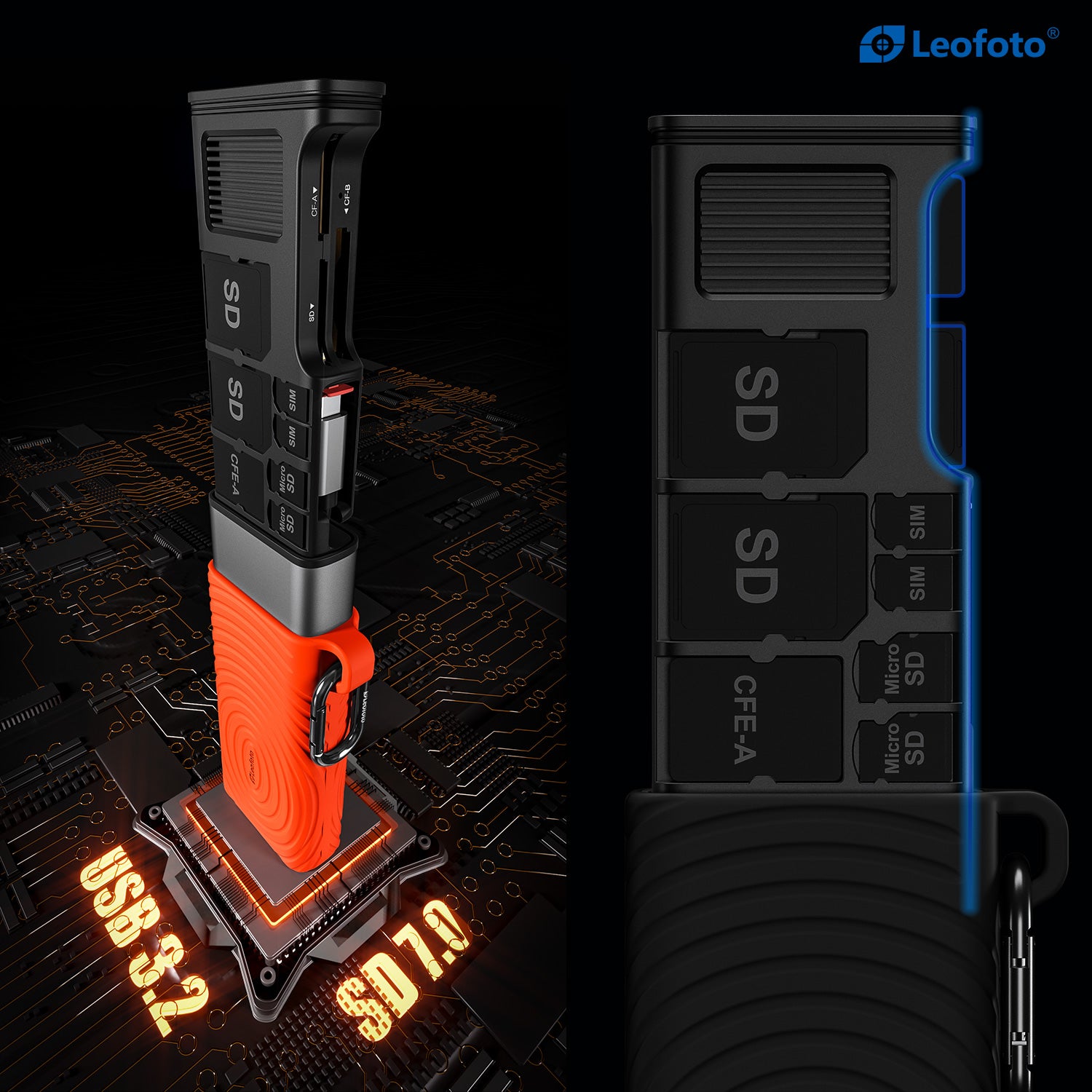 Четец Leofoto LCR-01 0 CFexpress A и B, SD - USB 3.2 GEN2 - IP54 - Черно