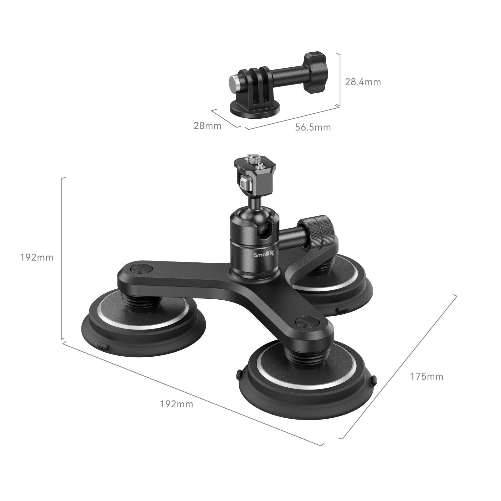 SmallRig комплект за монтаж с тройна магнитна вендуза за екшън камери 4468