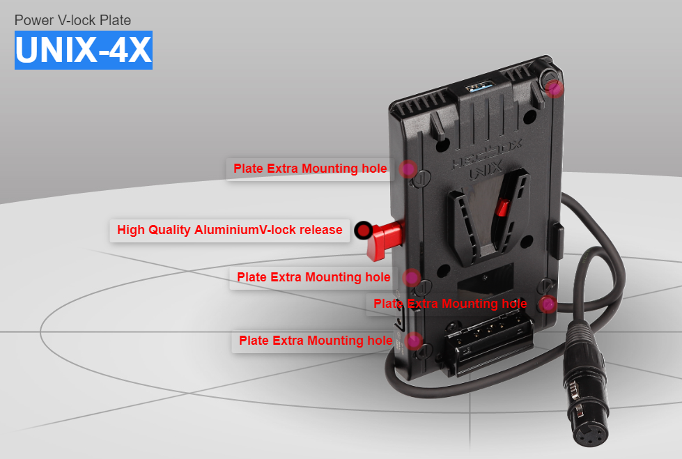 Hedbox Power V-lock Plate UNIX-4X  - 4-pin XLR Female