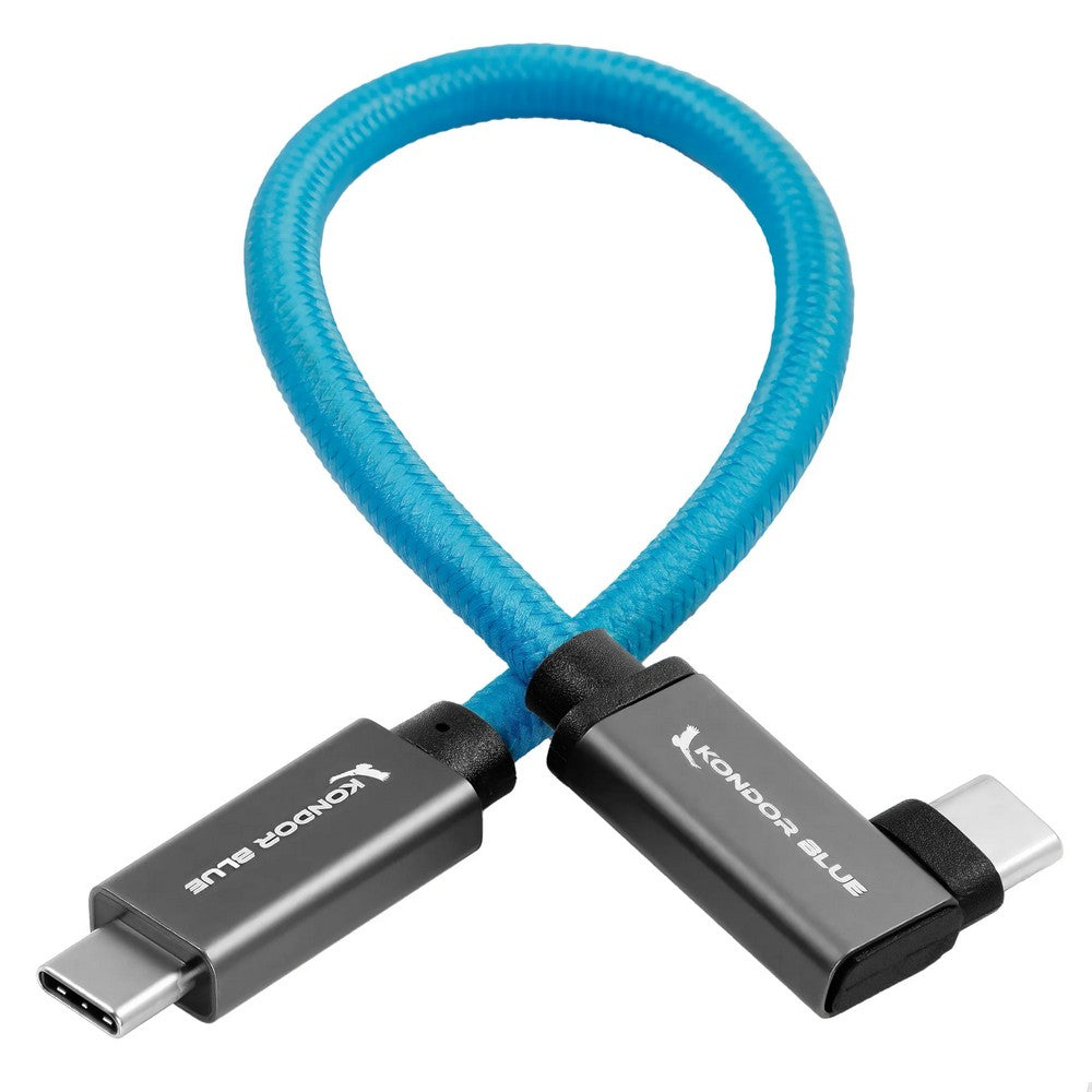 Kondor Blue 8.5инчов USB-C оплетен кабел с прав ъгъл за 8K данни и захранване