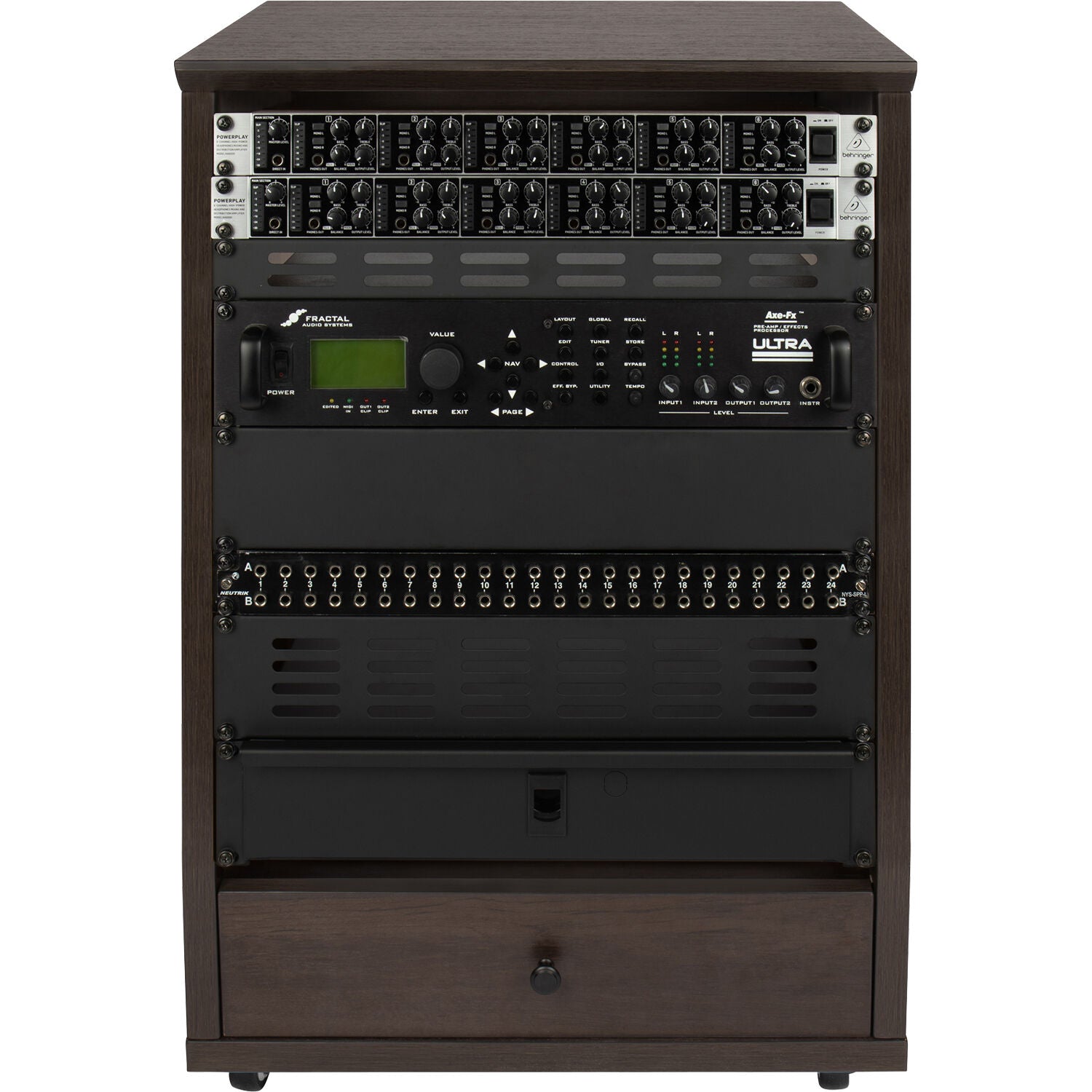 Рак шкаф с колелца Gator Frameworks Studio Rack - 12U - Тъмен орех