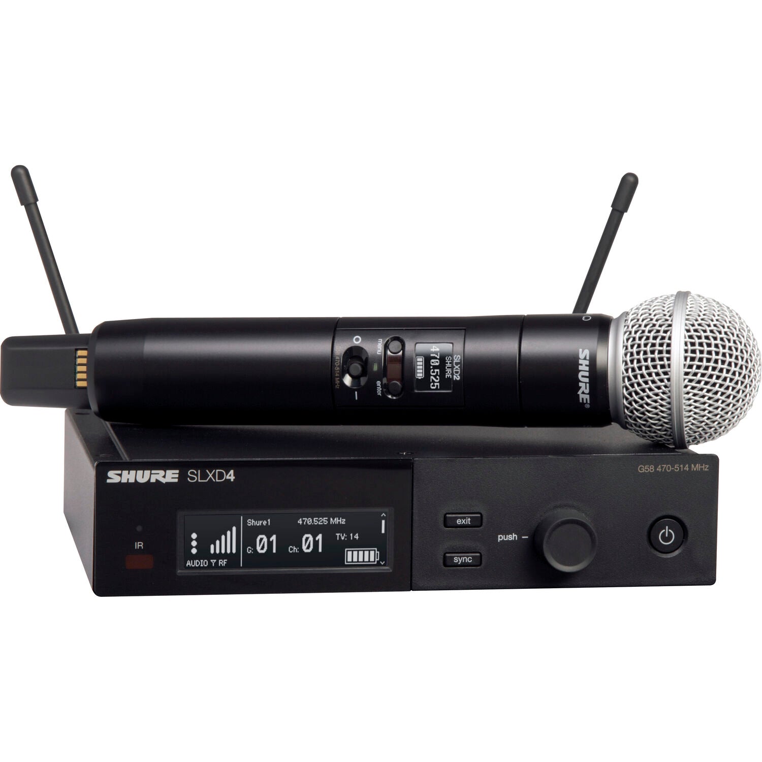 Безжична система Shure SLXD24E/SM58-L56(650-694MHz) с ръчен микрофон и капсула SM58-кардиод