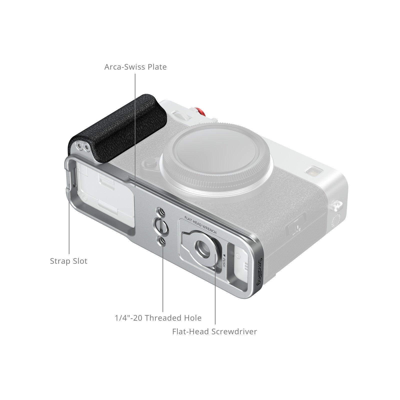 SmallRig L-образна монтажна пластина със силиконова дръжка за FUJIFILM X-E5 (сребриста) 5447