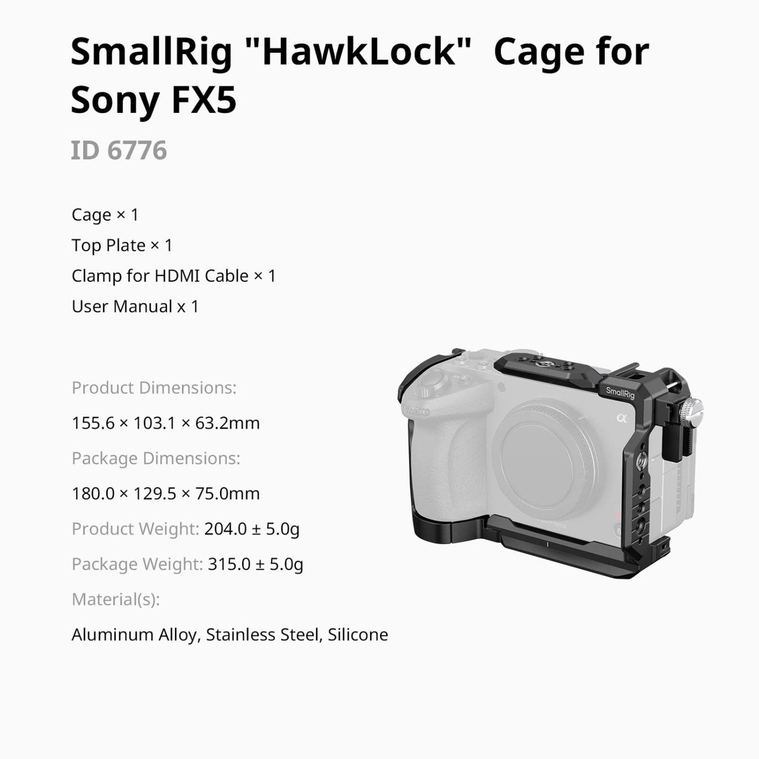 SmallRig HawkLock Клетка за Sony FX5 6776
