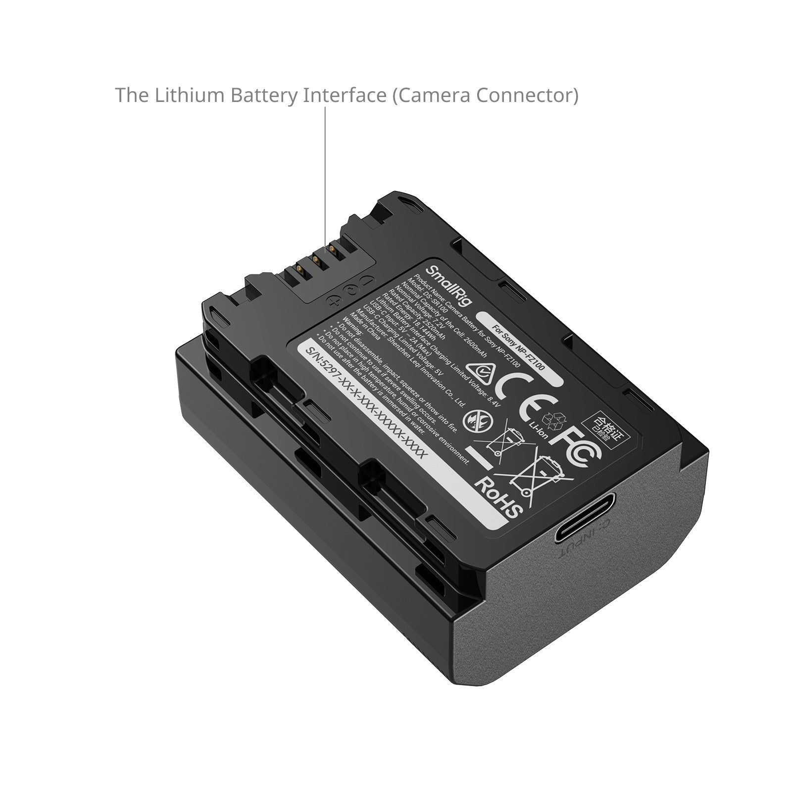 SmallRig USB-C Батерия за камера с дисплей Sony NP-FZ100 5297
