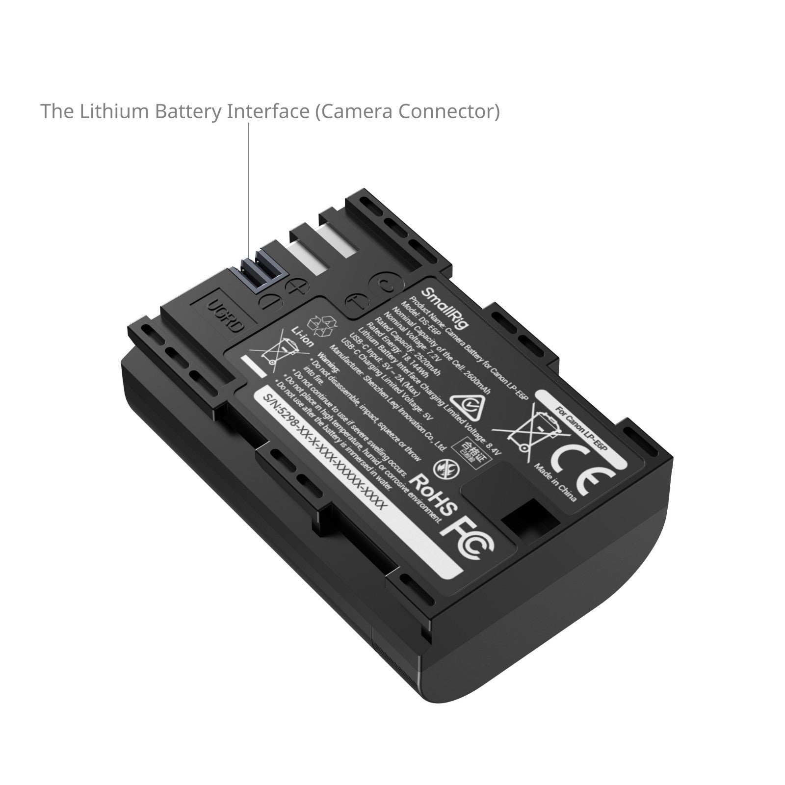 SmallRig USB-C Батерия за камера с дисплей Canon LP-E6P 5298