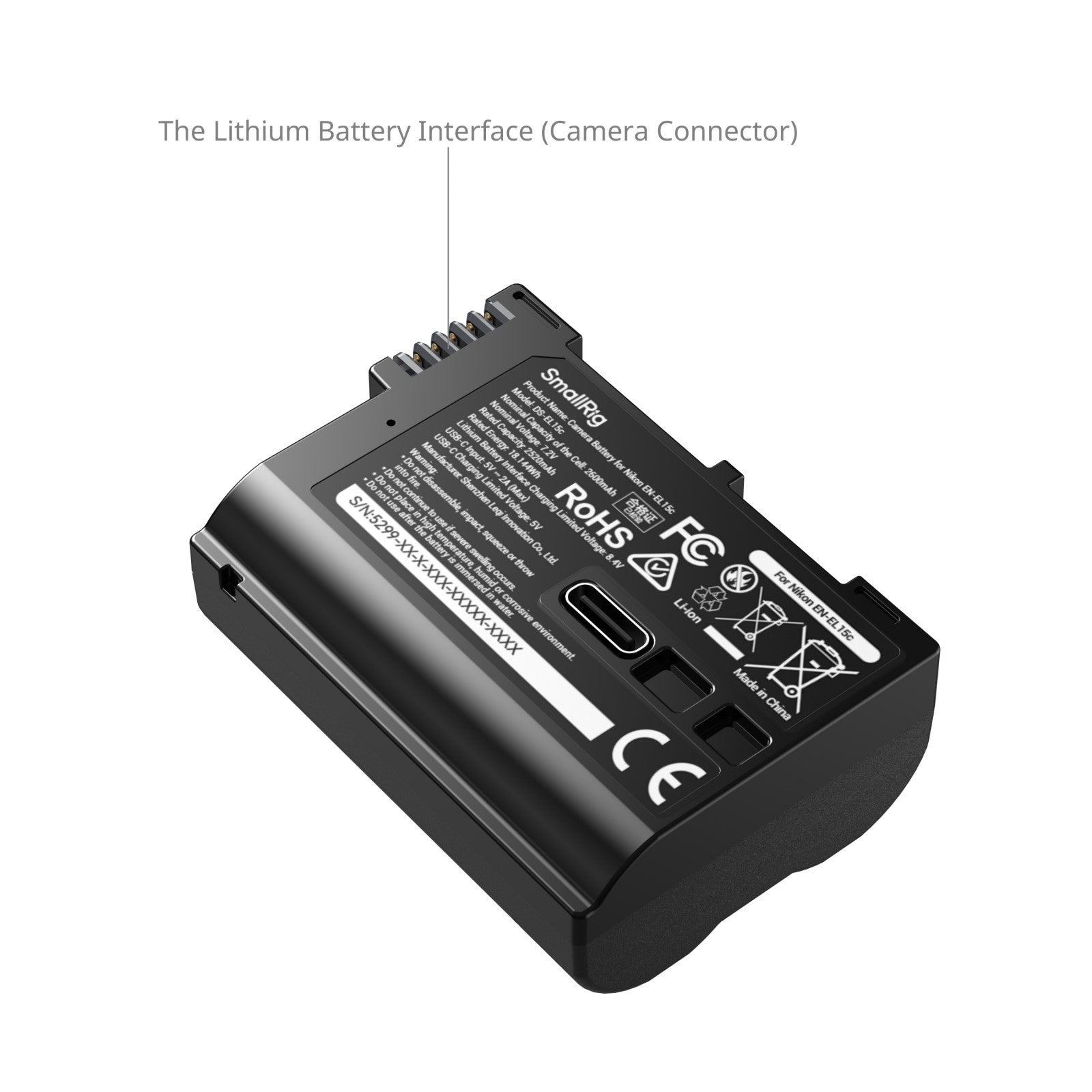 SmallRig USB-C Батерия за камера с дисплей Nikon EN-EL15c 5299