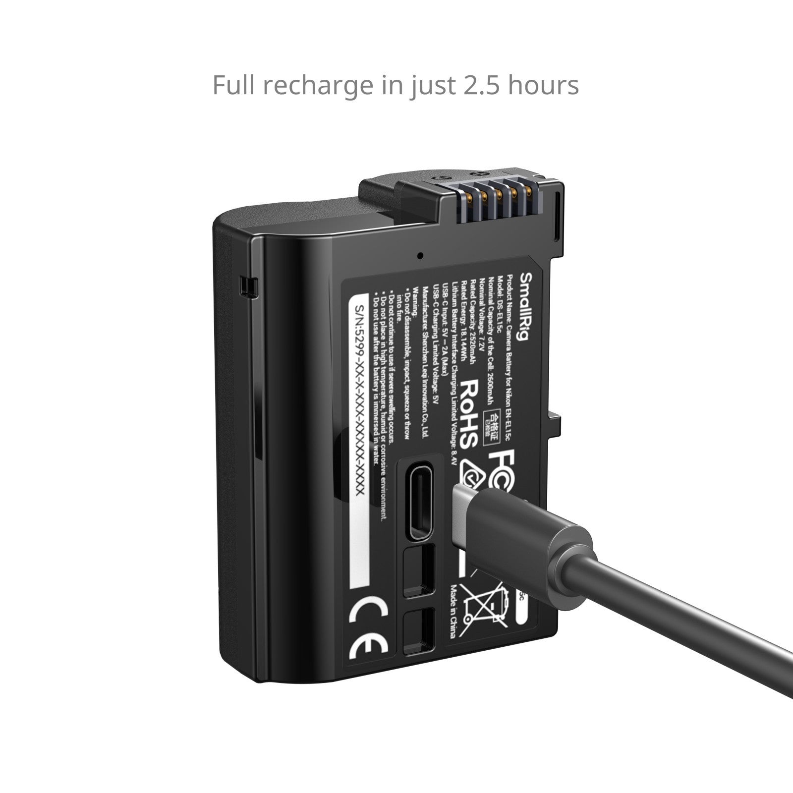 SmallRig USB-C Батерия за камера с дисплей Nikon EN-EL15c 5299