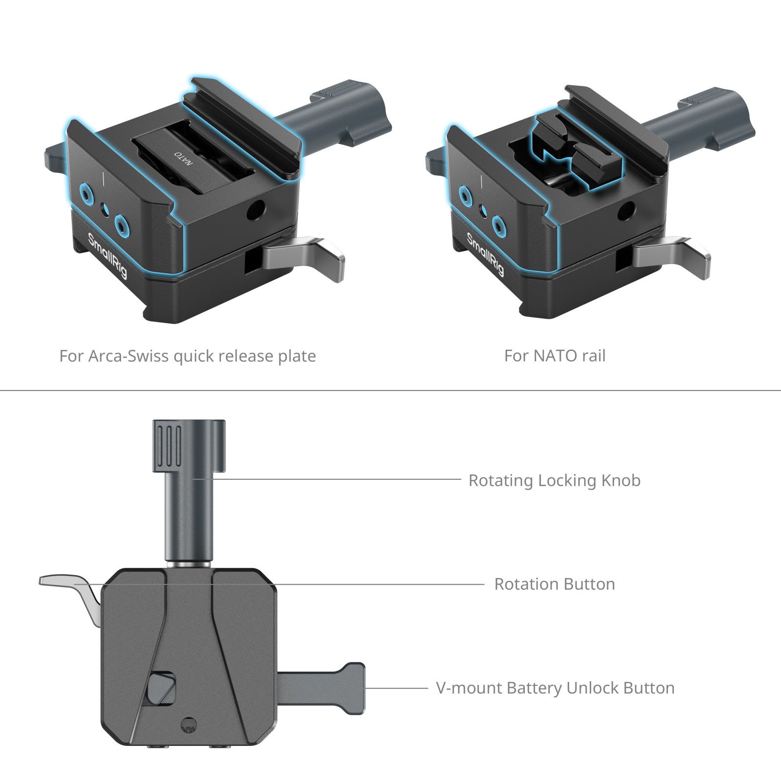 SmallRig Комплект плоча за V-Mount Батерия за Arca-Swiss или NATO релса