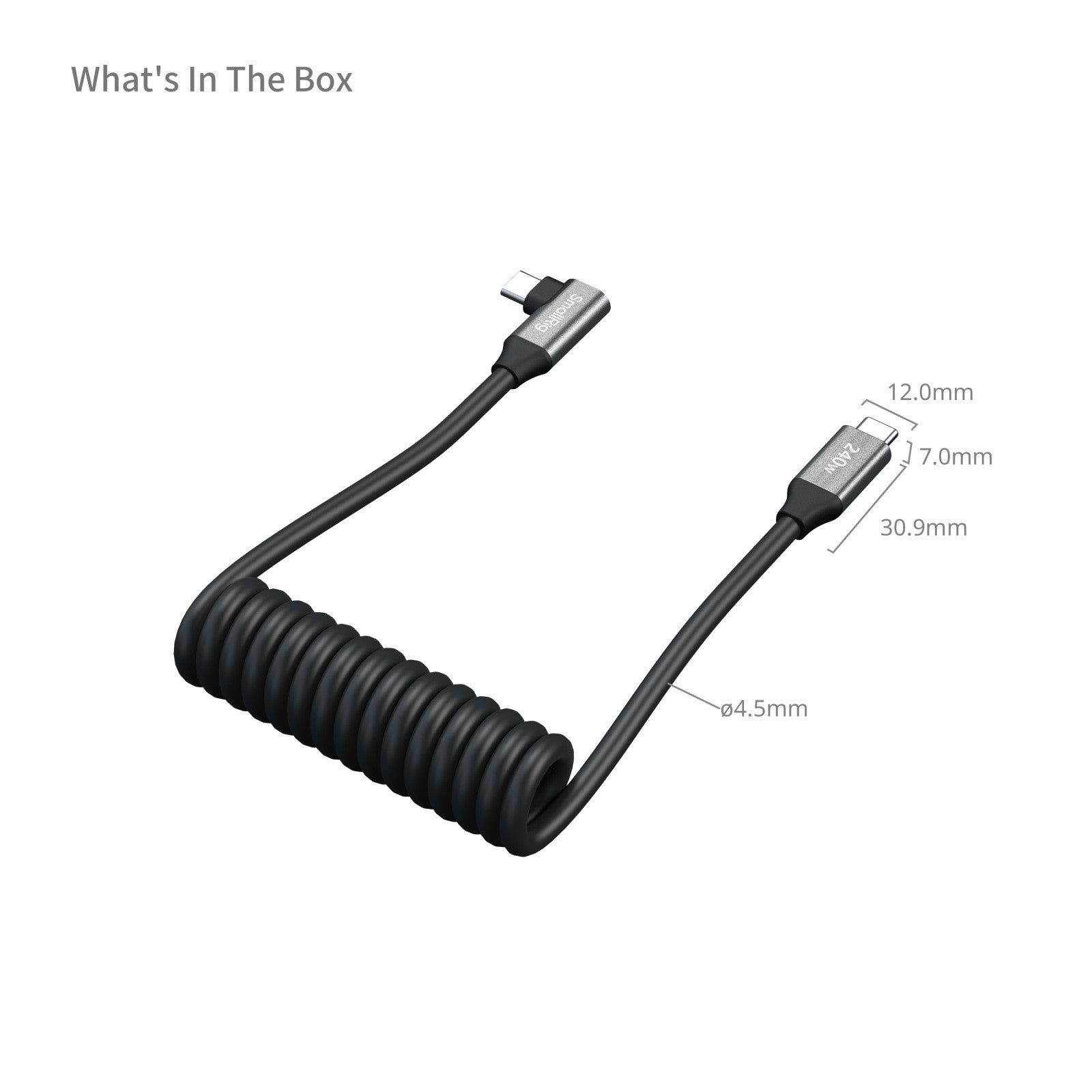 Кабел за данни SmallRig USB-C спирала (от прав към ъглови) 5730