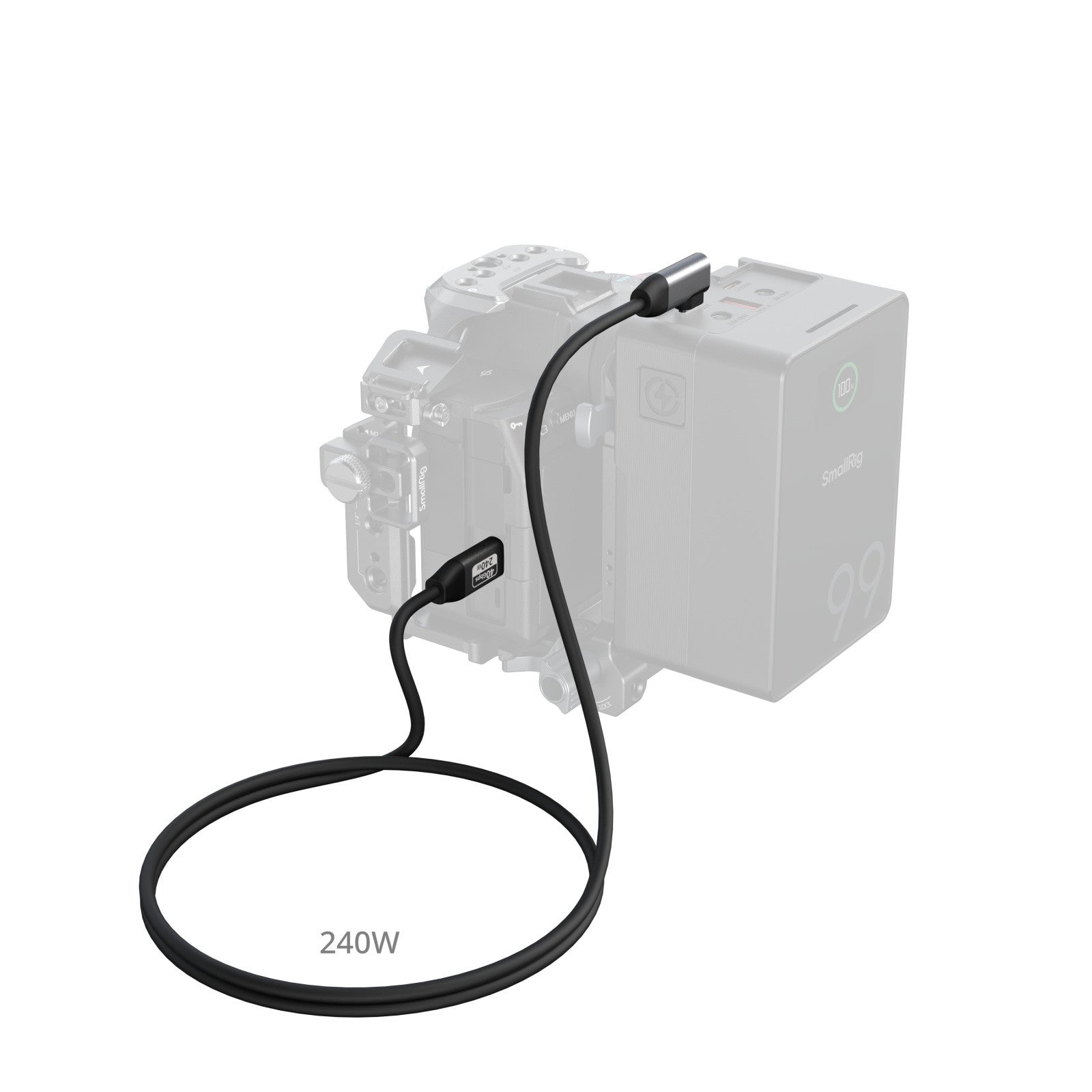 Кабел за данни SmallRig USB-C (от прав към ъглови, 100 см) (40 Gbps + 240 W + 8K) 5732