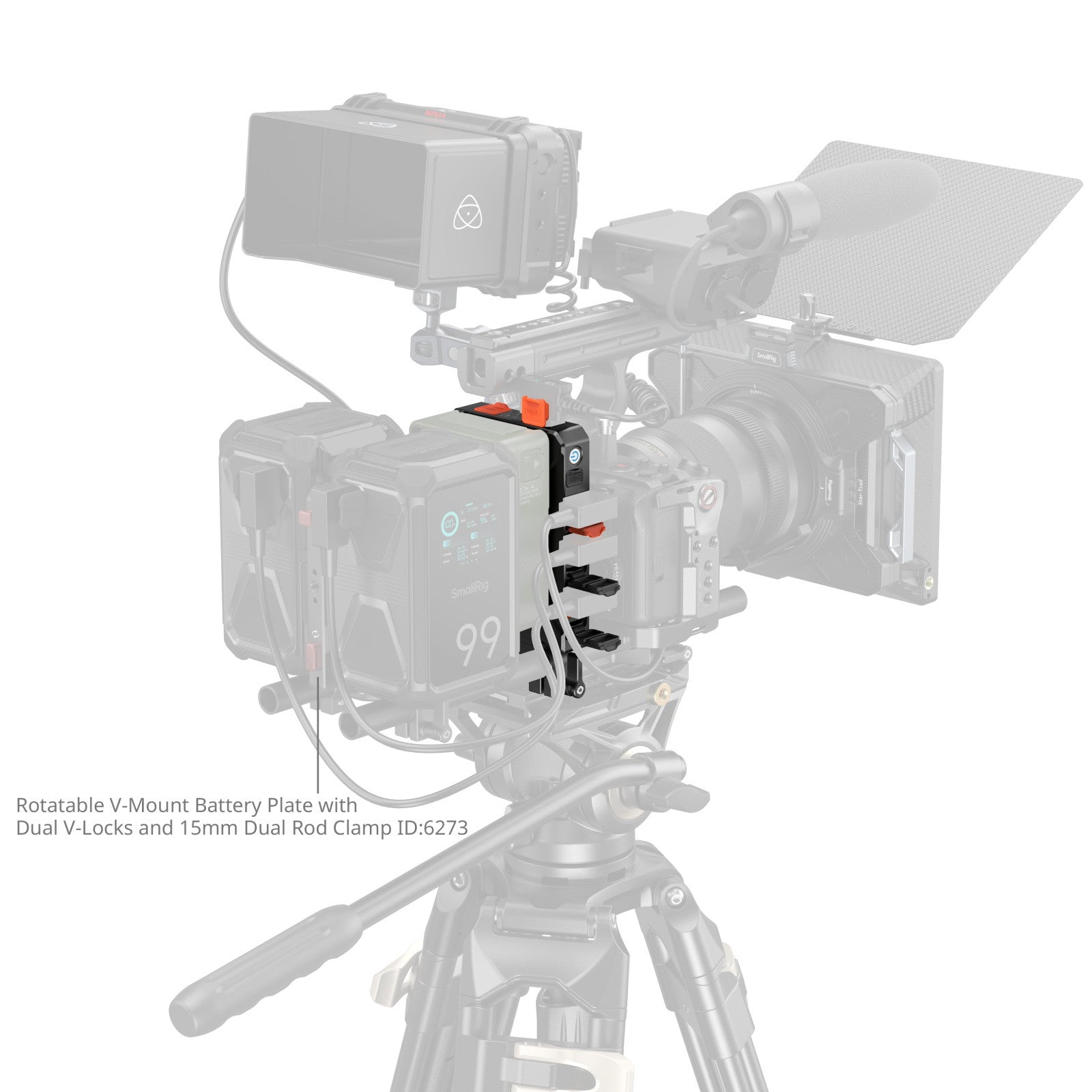 SmallRig Интелигентна Power Management V-Mount Плоча с клампа за 15мм тръби 5881