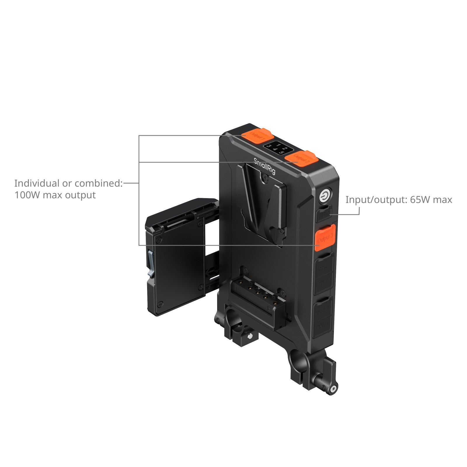 SmallRig Интелигентна Power Management V-Mount Плоча с клампа за 15мм тръби 5881