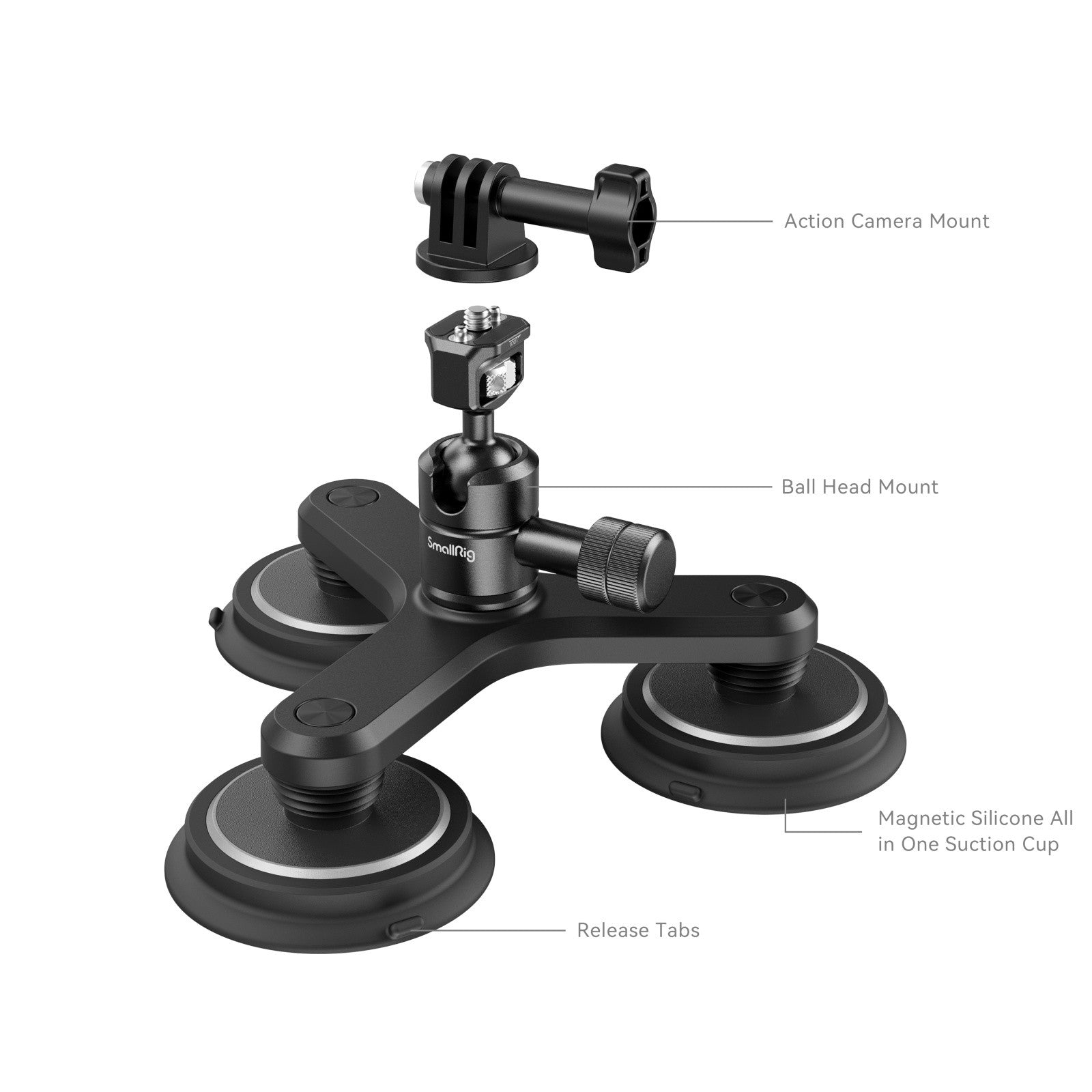 SmallRig комплект за монтаж с тройна магнитна вендуза за екшън камери 4468