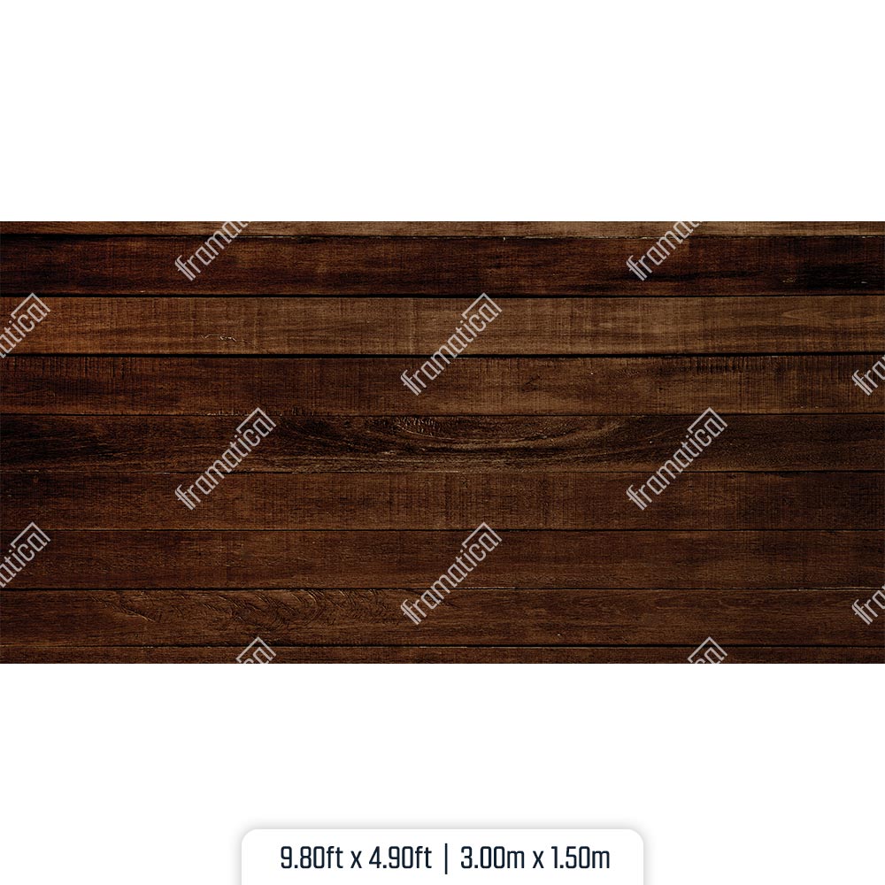 Dark Rustic Wood Horizontal Plank Mat Floor - 3.00m x 1.50m