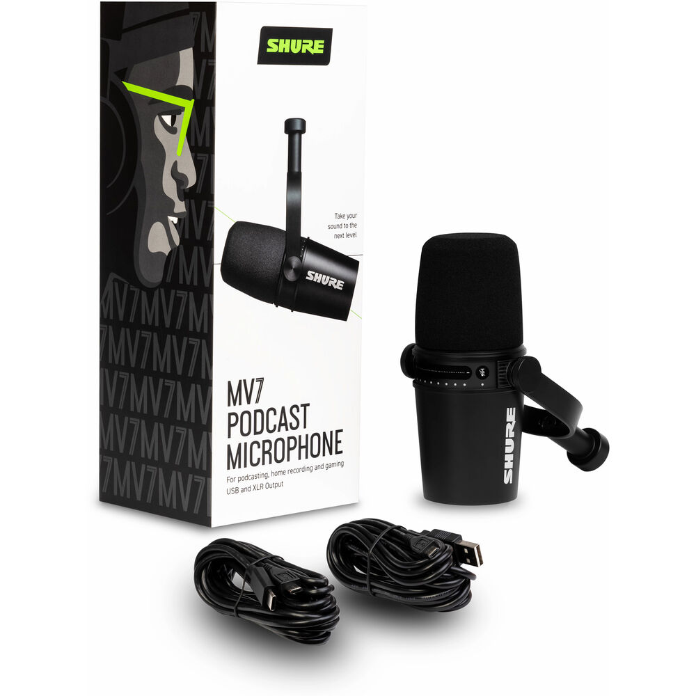 Динамичен Podcast микрофон Shure MV7 - Черен