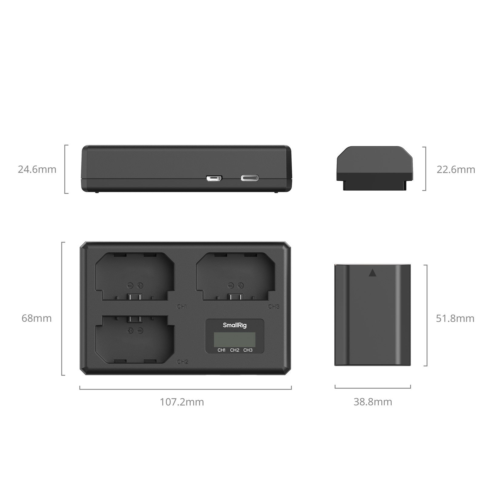 SmallRig Троен комплект батерии и зарядно за Sony NP-FZ100 6016