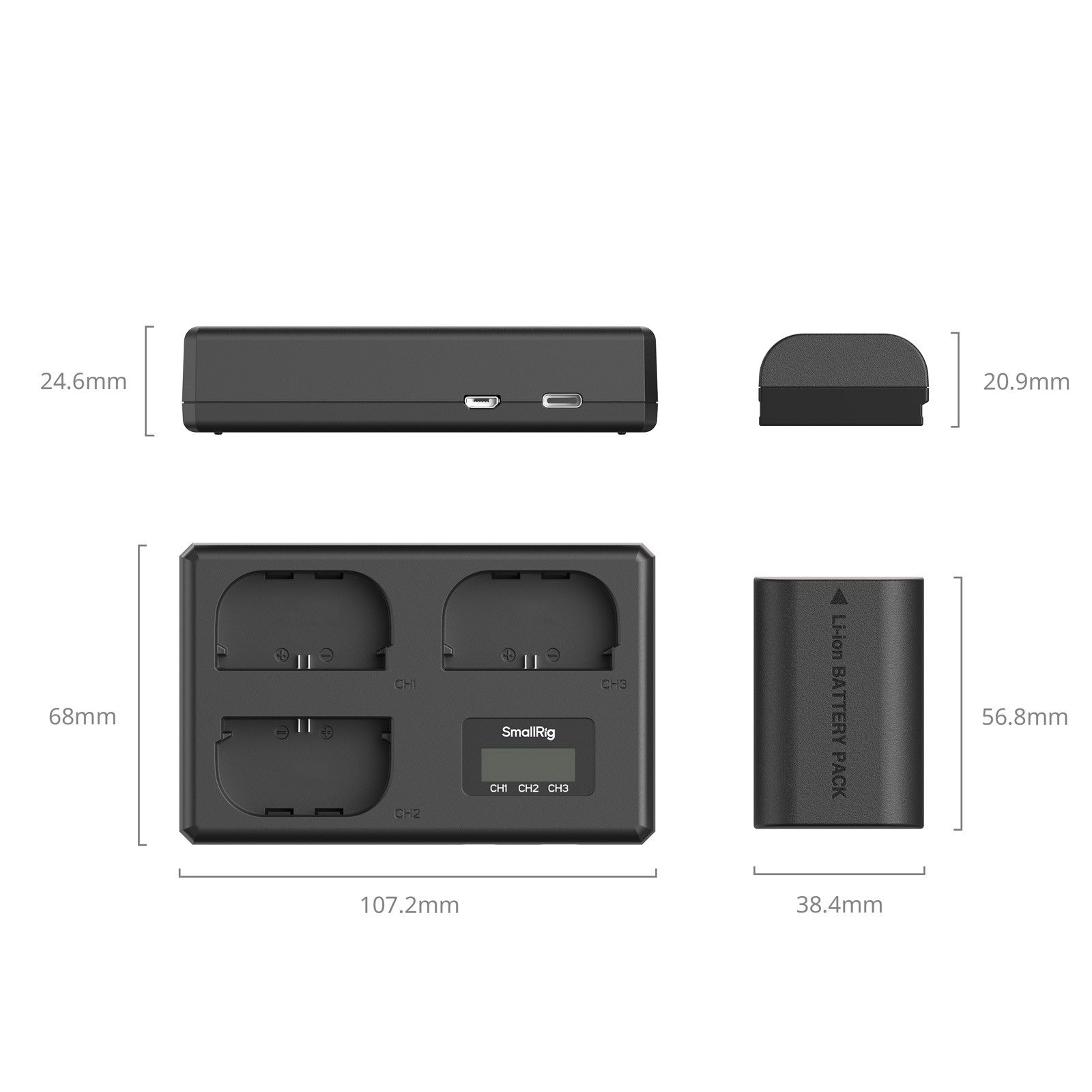 SmallRig Троен комплект батерии и зарядно за Canon LP-E6NH 6017