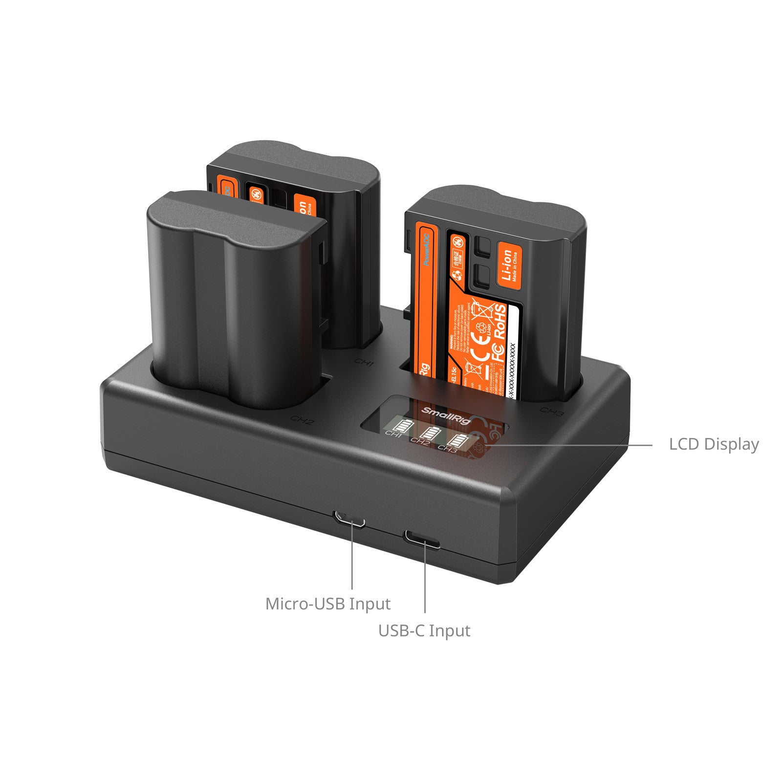 SmallRig Троен комплект батерии и зарядно за Nikon EN-EL15c 6018