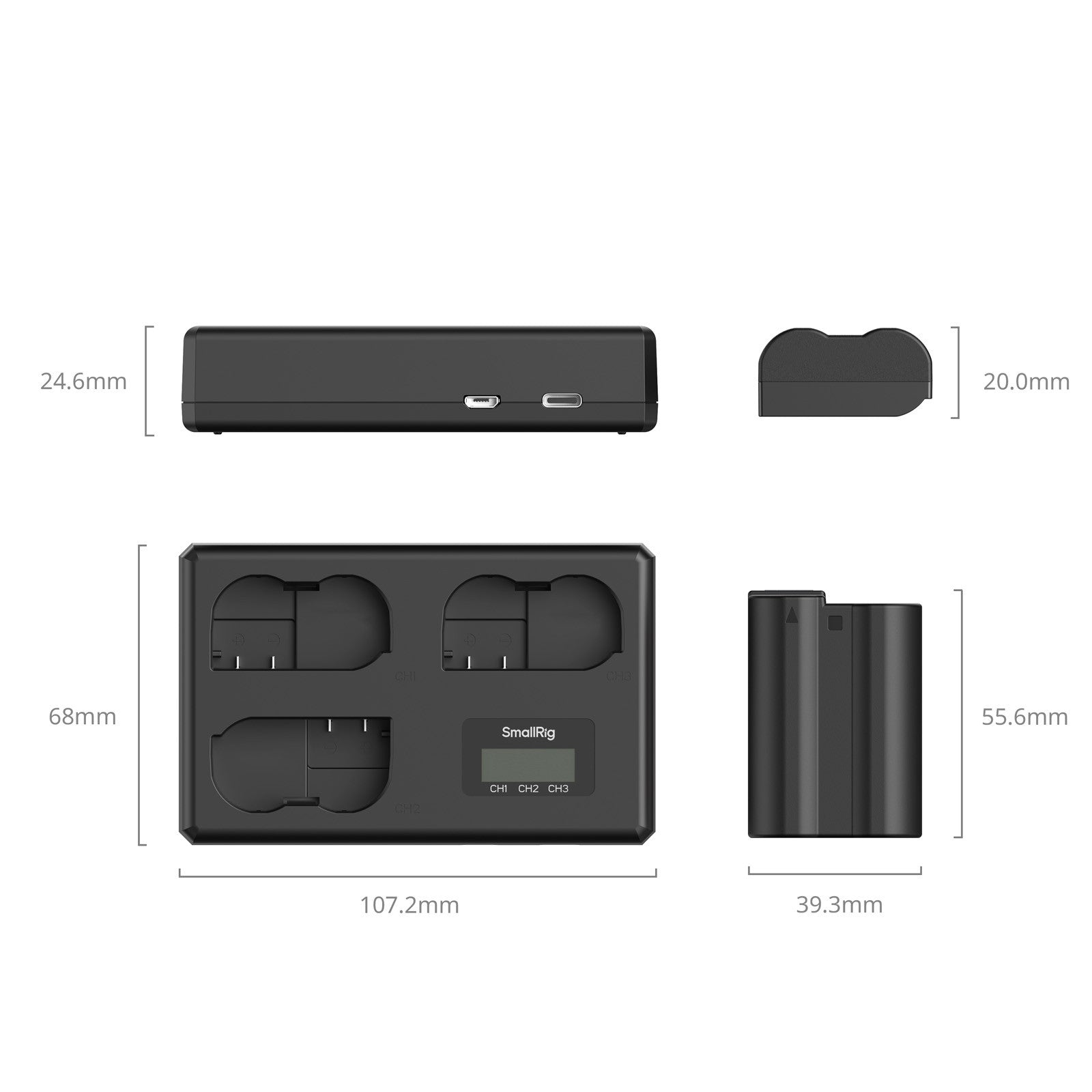 SmallRig Троен комплект батерии и зарядно за Nikon EN-EL15c 6018