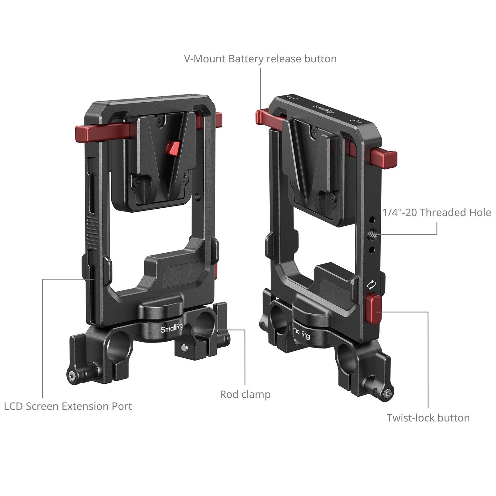 SmallRig Въртяща се плоча за V-Mount батерия с двоен V-Lock монтаж и клампа за 15мм тръби 6273