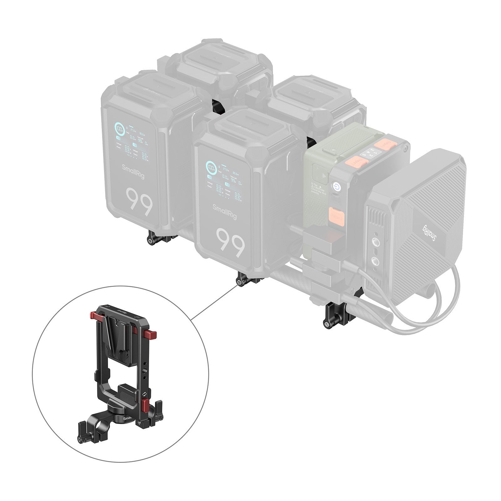 SmallRig Въртяща се плоча за V-Mount батерия с двоен V-Lock монтаж и клампа за 15мм тръби 6273