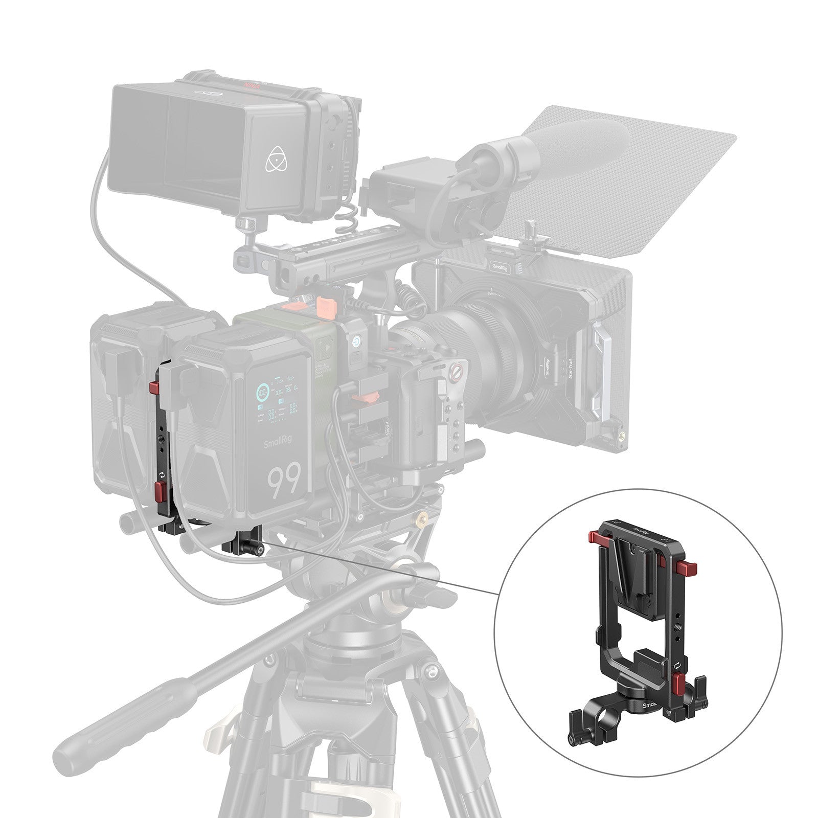 SmallRig Въртяща се плоча за V-Mount батерия с двоен V-Lock монтаж и клампа за 15мм тръби 6273