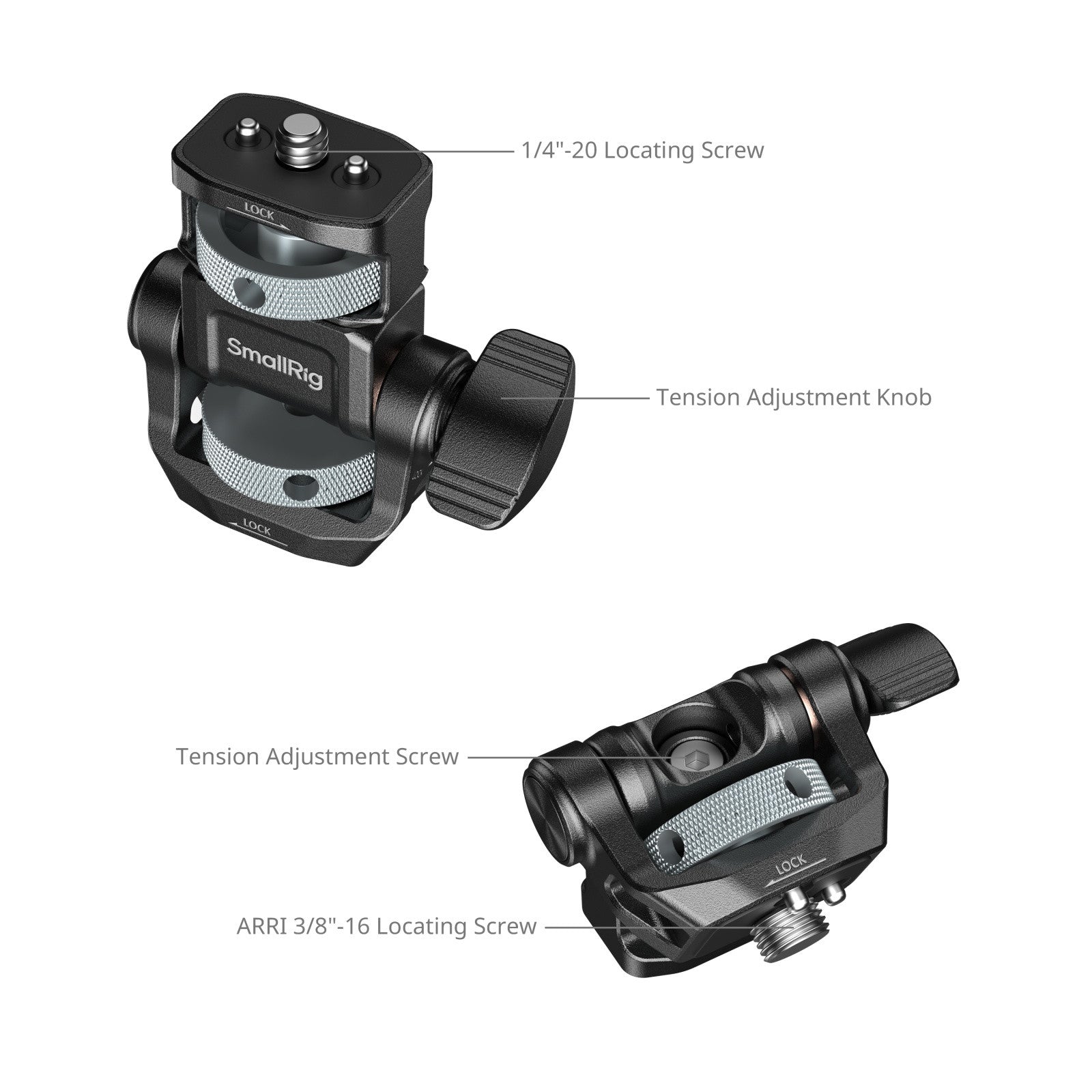 SmallRig Държач за монитор за хоризонтално и вертикално снимане с ARRI 3/8in-16 болт с пинове 6314