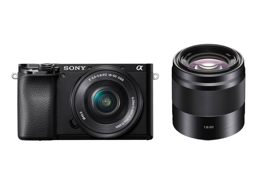 Sony A6100 Black Camera + Sony E PZ 16-50mm f3.5-5.6 OSS II + Sony E 50mm F1.8 OSS Black