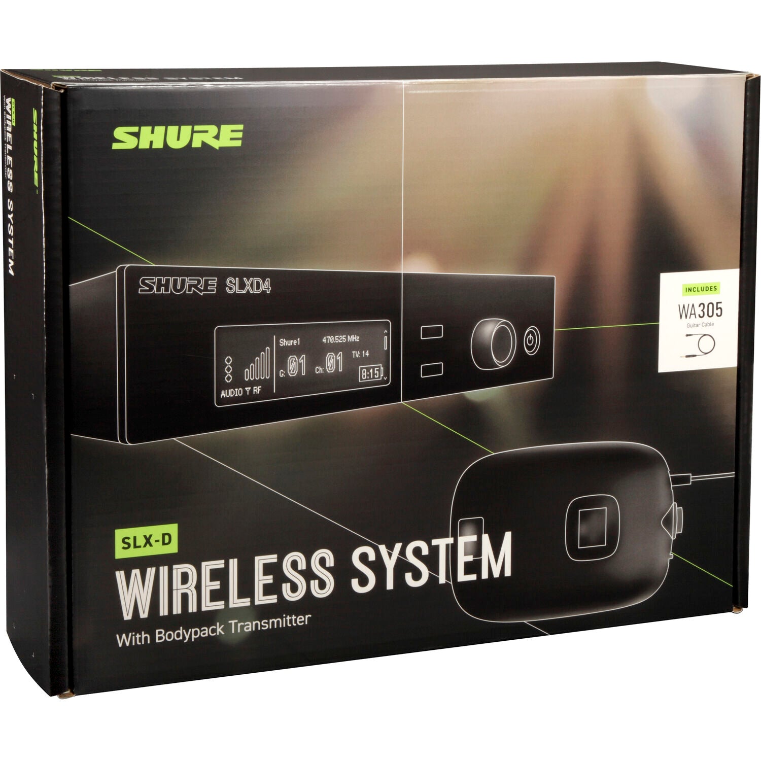Shure SLXD14 H56 (518-562 MHz) - wireless instrumental kit with bodipack transmitter, receiver and WA305 instrumental cable