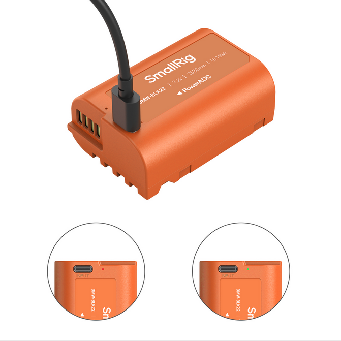 SmallRig еквивалент на DMW-BLK22 USB-C акумулаторна батерия за фотоапарат (Оранжев) 4979