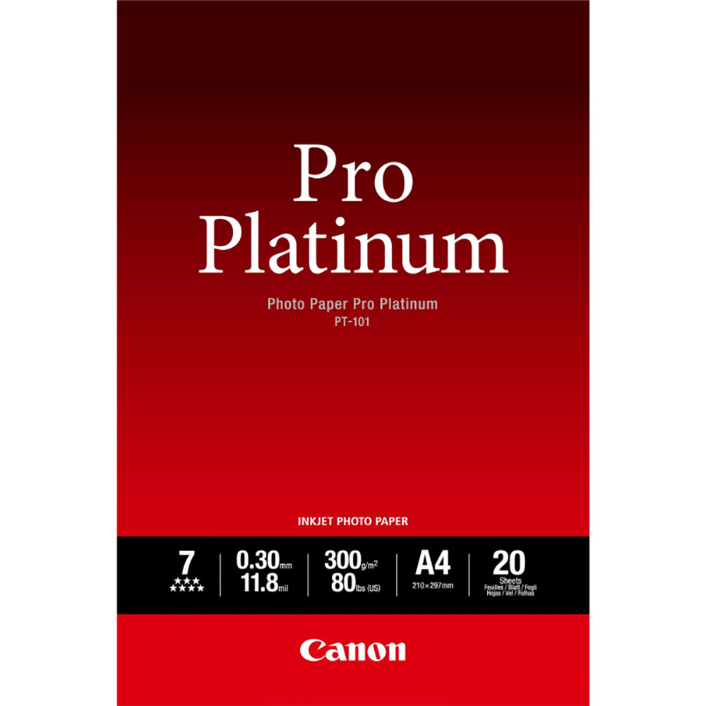 Хартия - Canon PRO PLATINUM PT-101, 20 листа, 10Х15 см