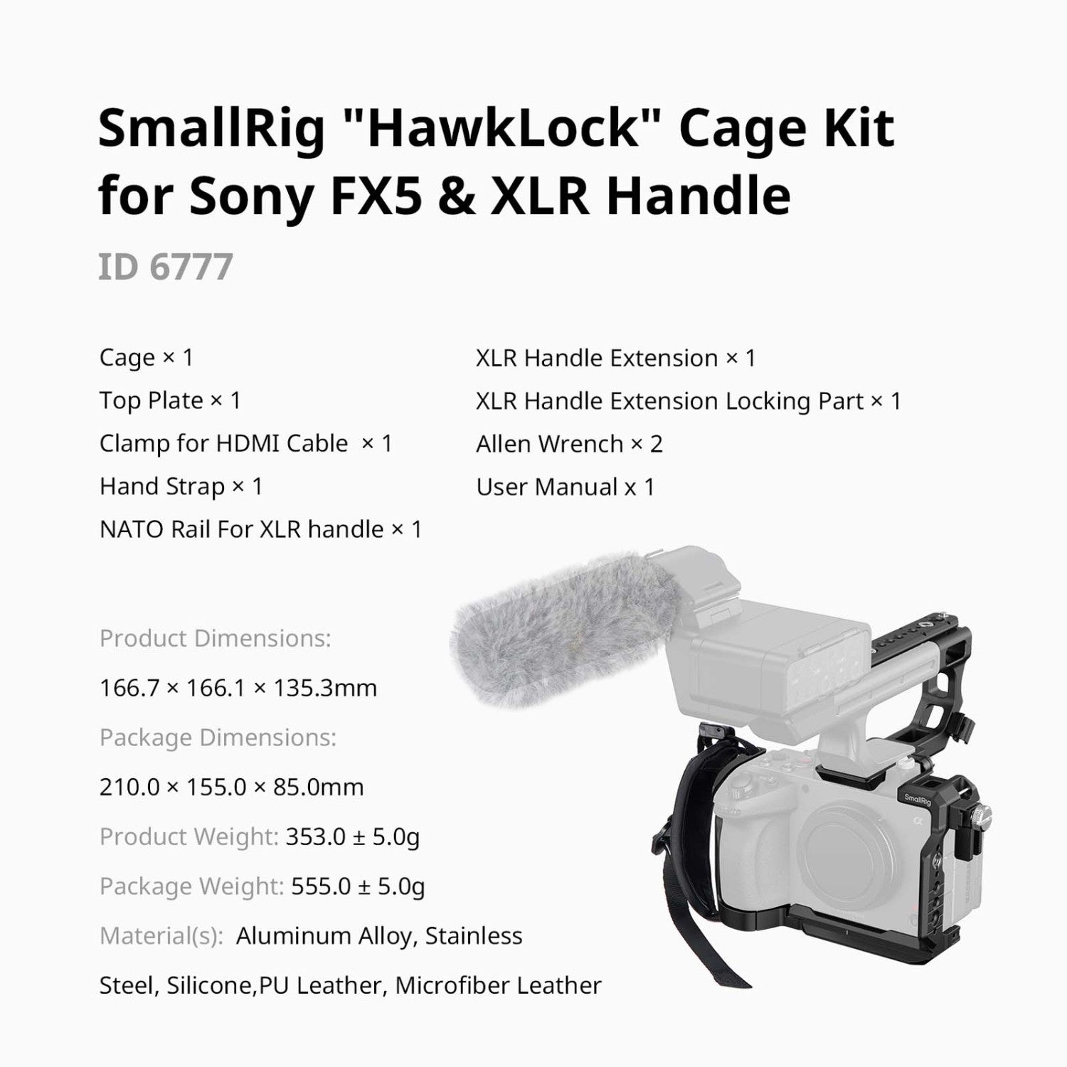 SmallRig HawkLock Комплект клетка за Sony FX5 + XLR Дръжка 6777