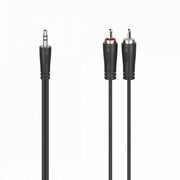 Аудио кабел HAMA, 3.5 мм жак - 2 X чинч (RCA), 1.5м, черен