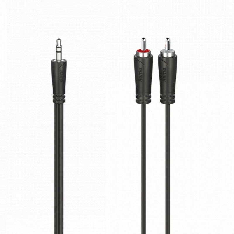 Аудио кабел HAMA, 3.5 мм жак - 2 X чинч (RCA), 1.5м, черен
