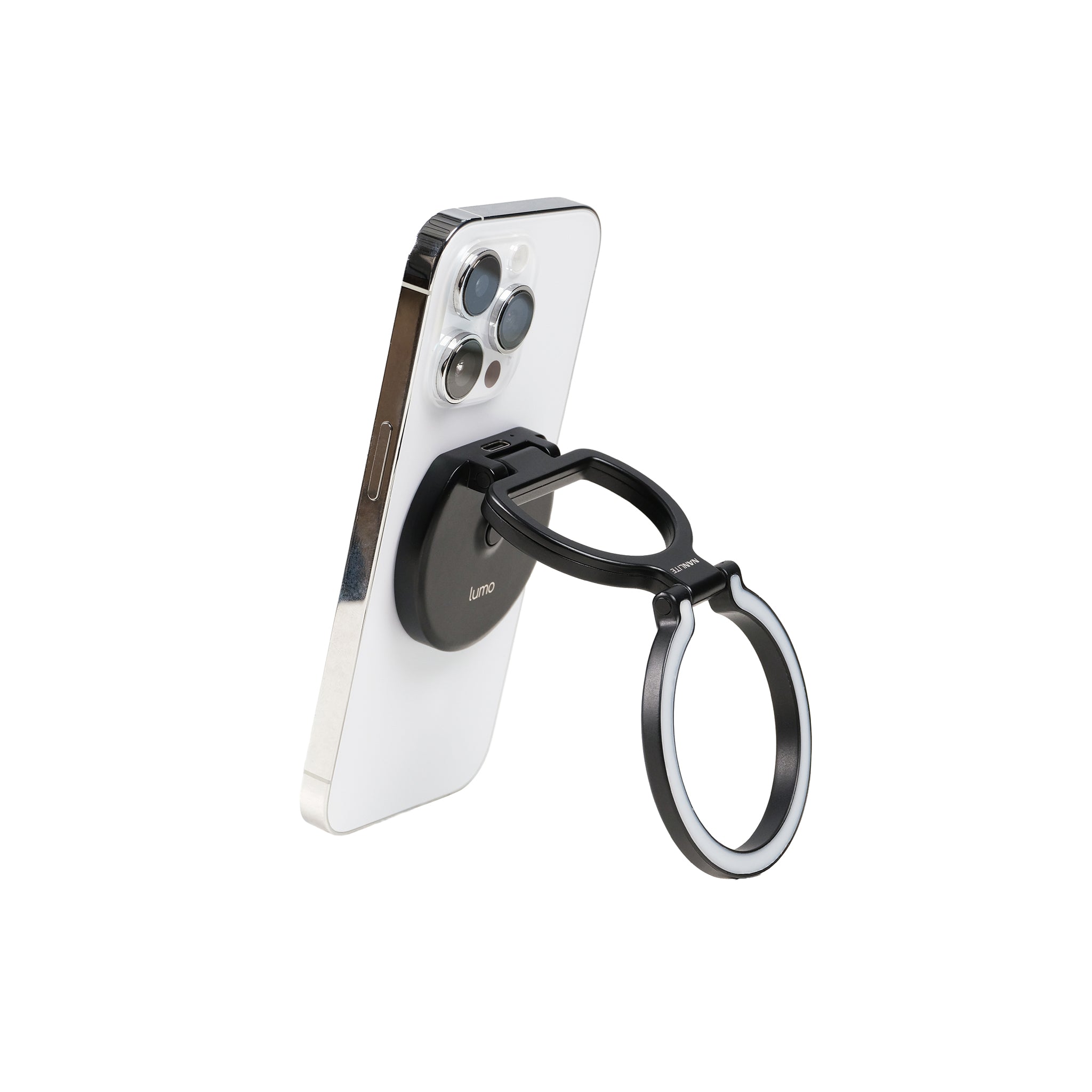 Мини диоден ринг за телефон NANLITE Lumo (MagSafe Compatible) (Polar Black)