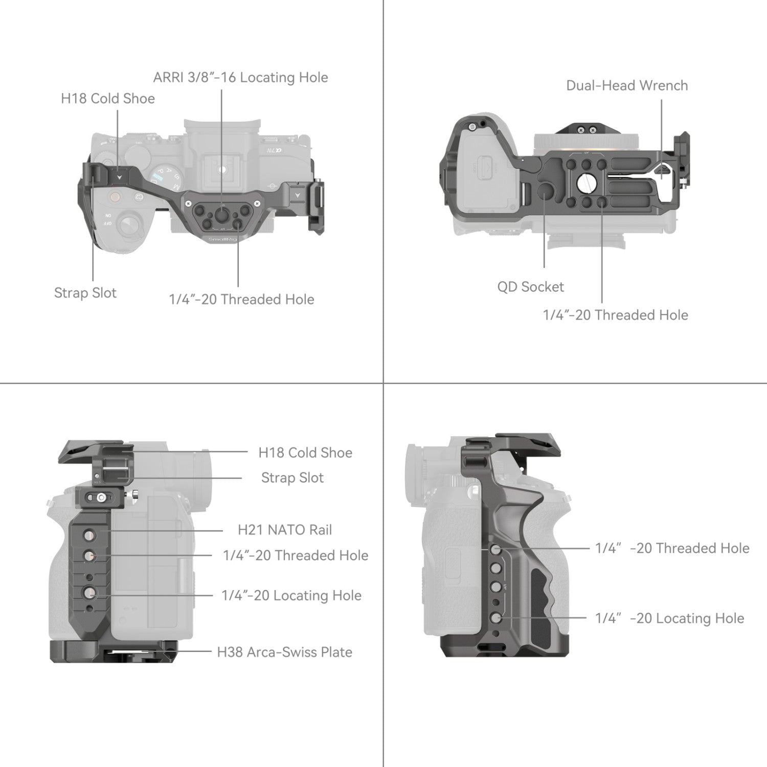 Клетка за бързо освобождаване SmallRig HawkLock за Sony Alpha 7R V / Alpha 7 IV / Alpha 7S III / Alpha 1 / Alpha 7R IV