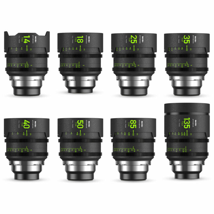 Комплект обективи NiSi Cine Lens Athena Prime 14/18/25/35/40/50/85/135mm ARRI PL 8 обектива с куфар