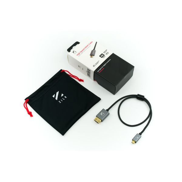HDMI кабел ZILR 4K 60p Hyper-Thin High-Speed Micro-HDMI към Full HDMI Cable with Ethernet - 45cm