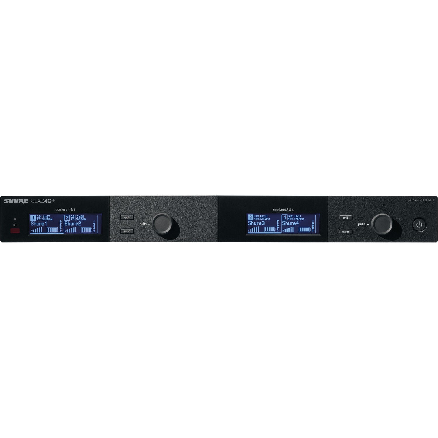 Четири канален безжичен приемник Shure SLXD4Q+/G65 470 до 606 MHz - с Dante
