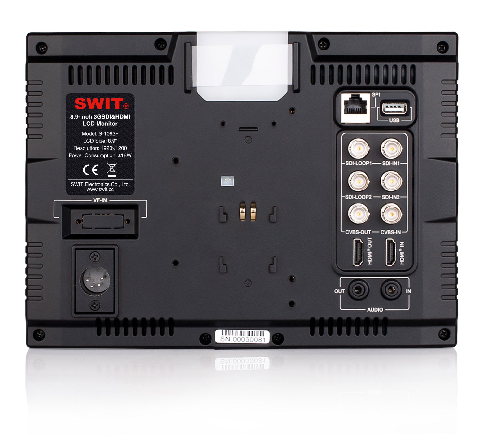 Монитор SWIT S-1093F - 9 инча - FHD - 3G SDI - Waveform