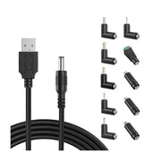 Bouge 5 V USB Cable to DC 5.5 x 2.1 mm Barrel Plug 10 in 1 Plug