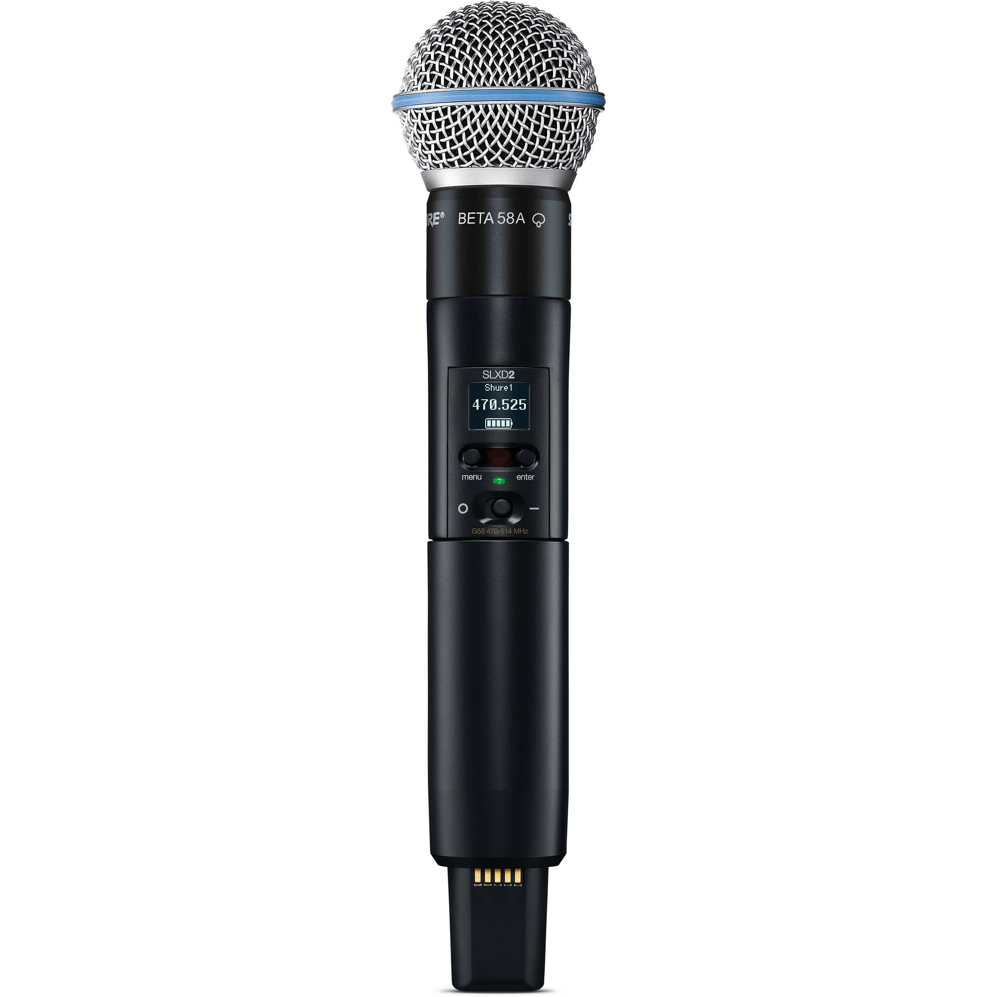 Двуканална безжична система Shure SLXD24DE/B58-J53 (562 - 606 MHz) с ръчни микрофони и капсули BETA58-суперкардиод