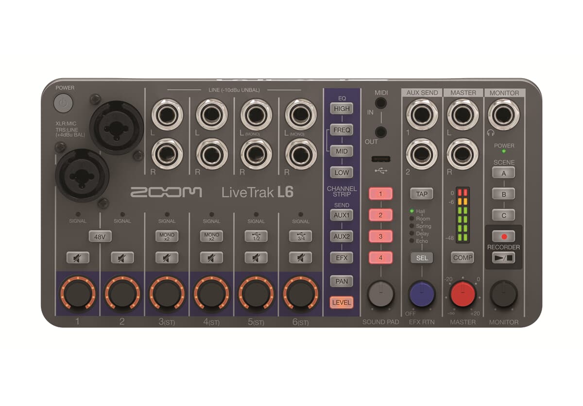 10 канален смесителен пулт с ефекти Zoom L-6 Livetrak - Digital Mixer and Recorder