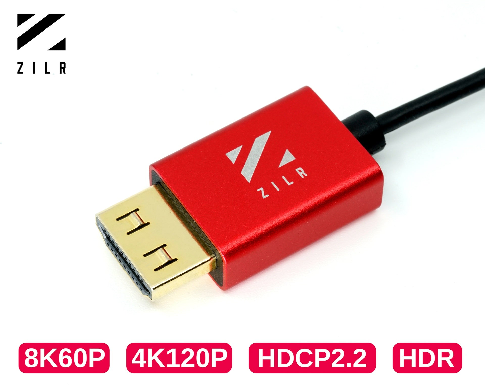 HDMI кабел ZILR 8K Hyper Thin Ultra High-Speed Ethernet Full  (A)към Full (A) ъглов - 50см