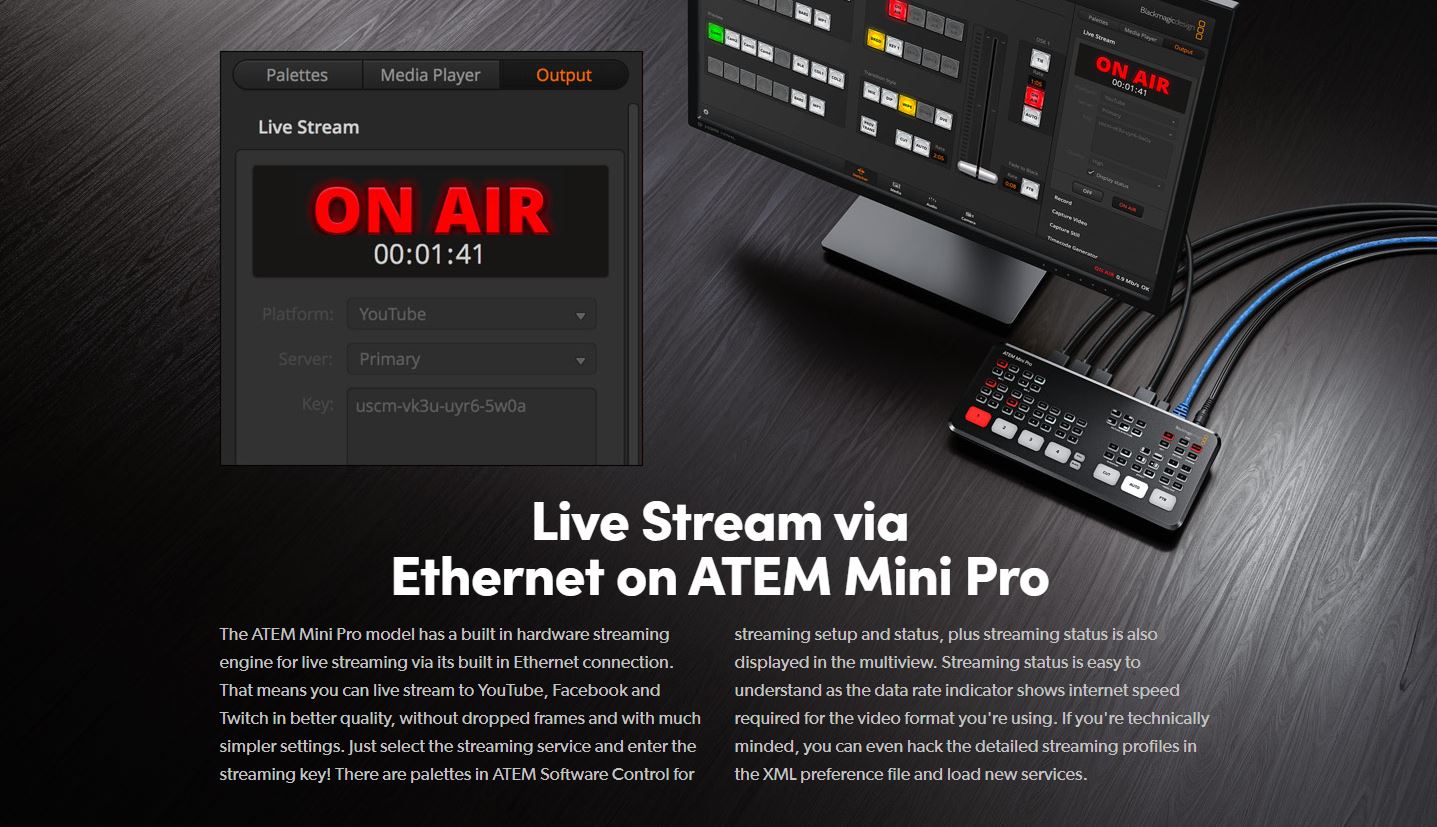Blackmagic Design ATEM Mini PRO - видеосмесител, рекордер и енкодер за излъчване в интернет платформи