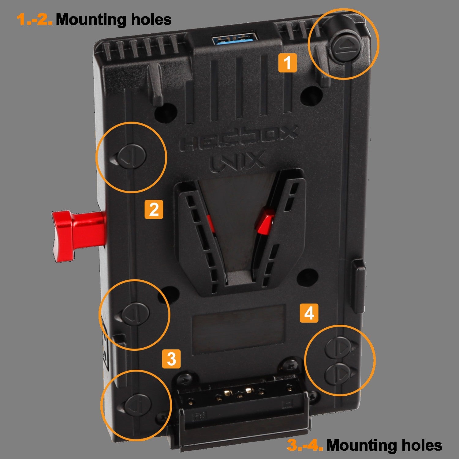 Hedbox V-Lock UNIX II Adaptor Plate 3 x D-Tap & USB 5V Power Out