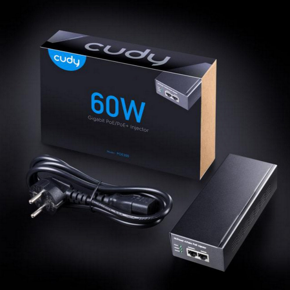 PoE инжектор Cudy POE300, Gigabit PoE+/PoE, 60W, метална кутия